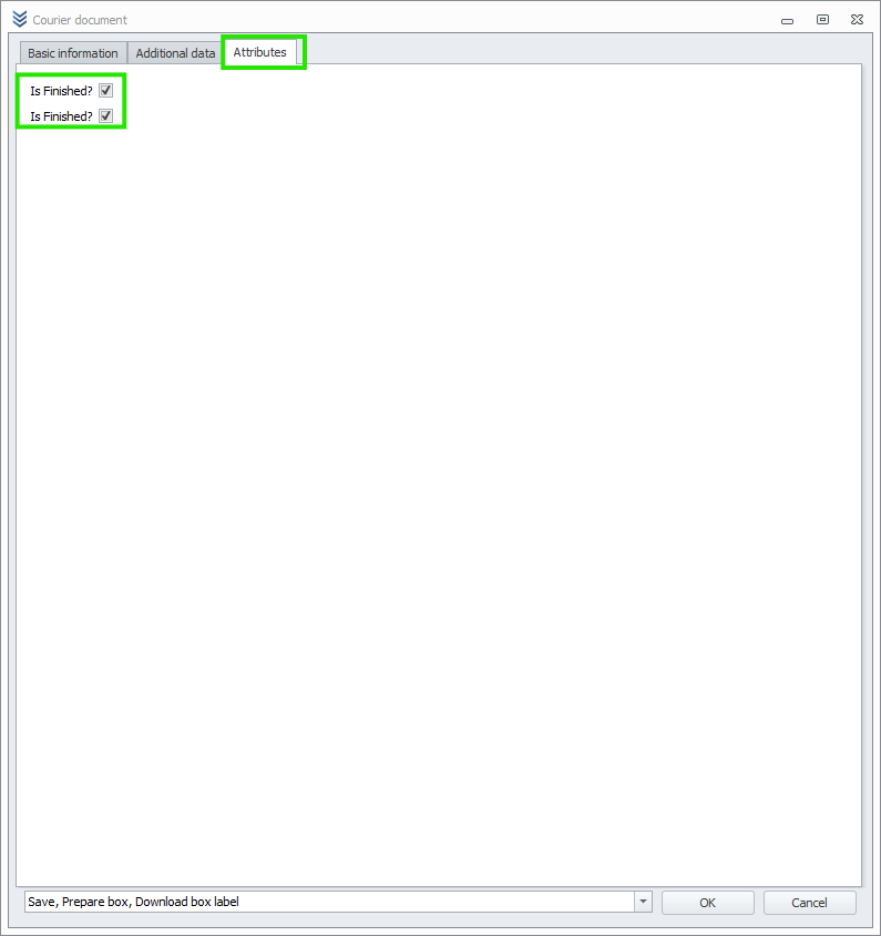 Entering the attribute value in the “Attributes” tab