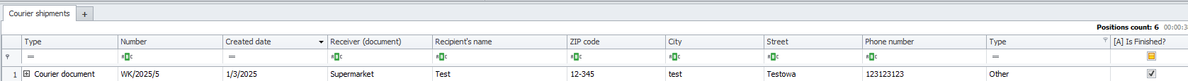 View of the “Attributes” tab
