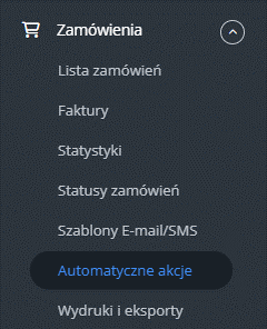 Automatic actions menu in Baselinker