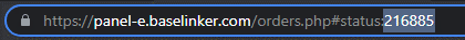 Identifying the order folder in Baselinker – address bar