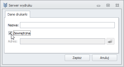 View of adding a print server in WMS