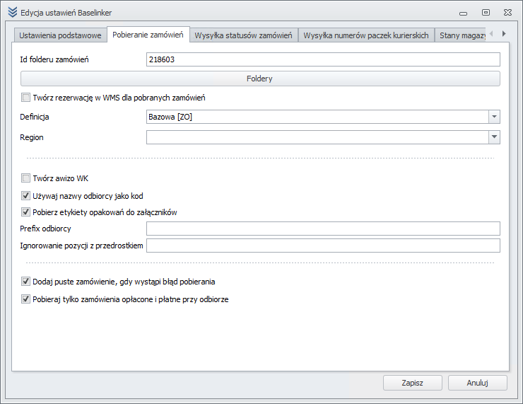 Option to download package labels in WMS