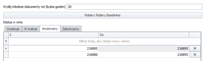 Setup of the 'Cancelled' status in WMS