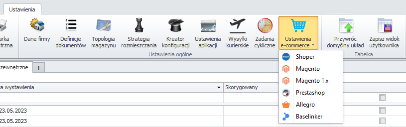 E-commerce integrations list in WMS