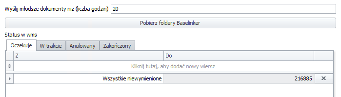 Setup of the 'Pending' status in WMS