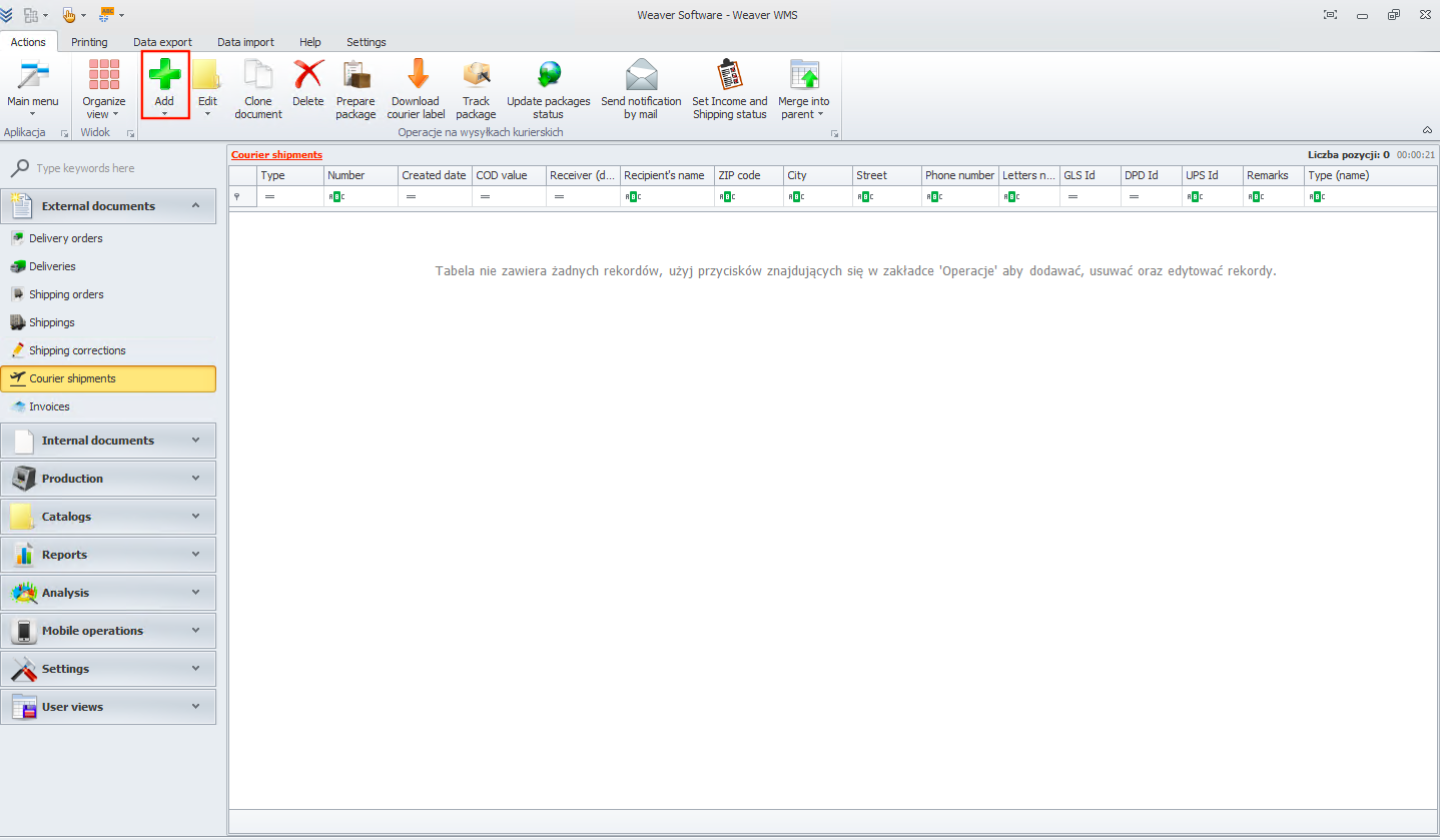 Add shipment document