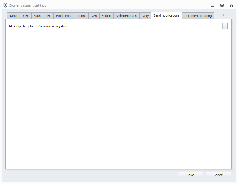 Notification Configuration Window Notification Configuration Window