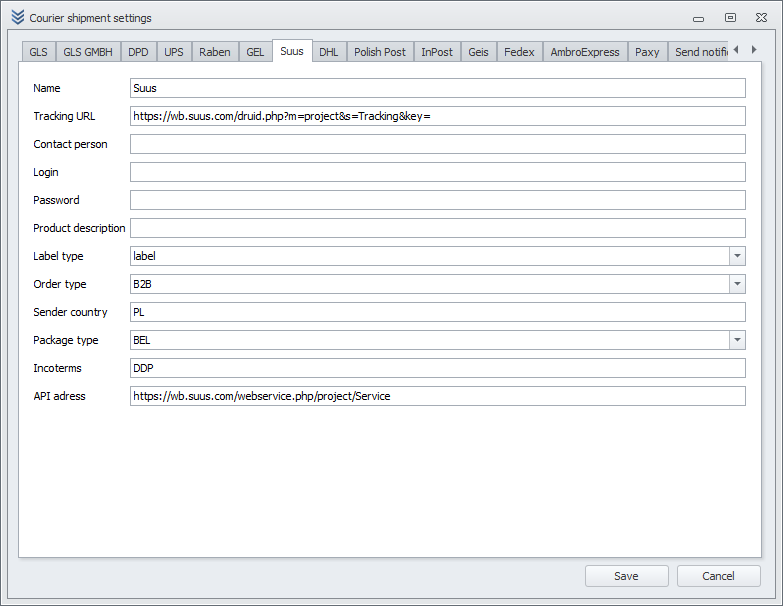 SuuS Configuration Window SuuS Configuration Window