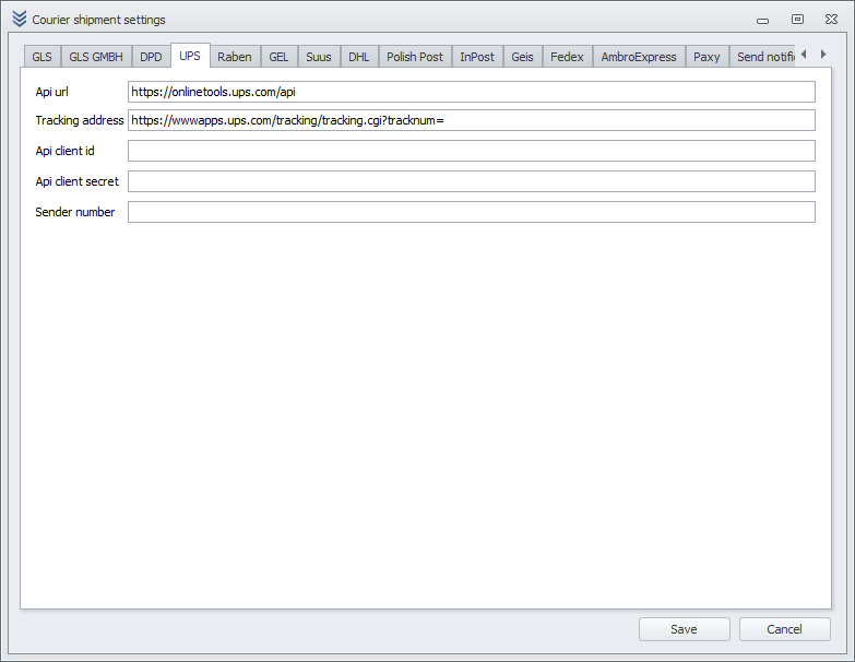 UPS Configuration Window UPS Configuration Window