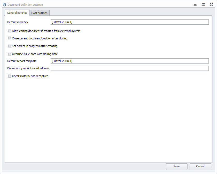 General document settings