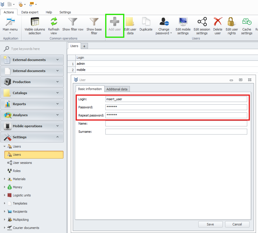 Users Tab in Enova 365