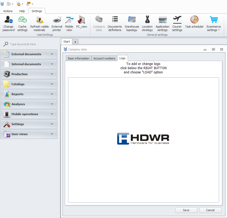 Uploading the logo in Weaver WMS