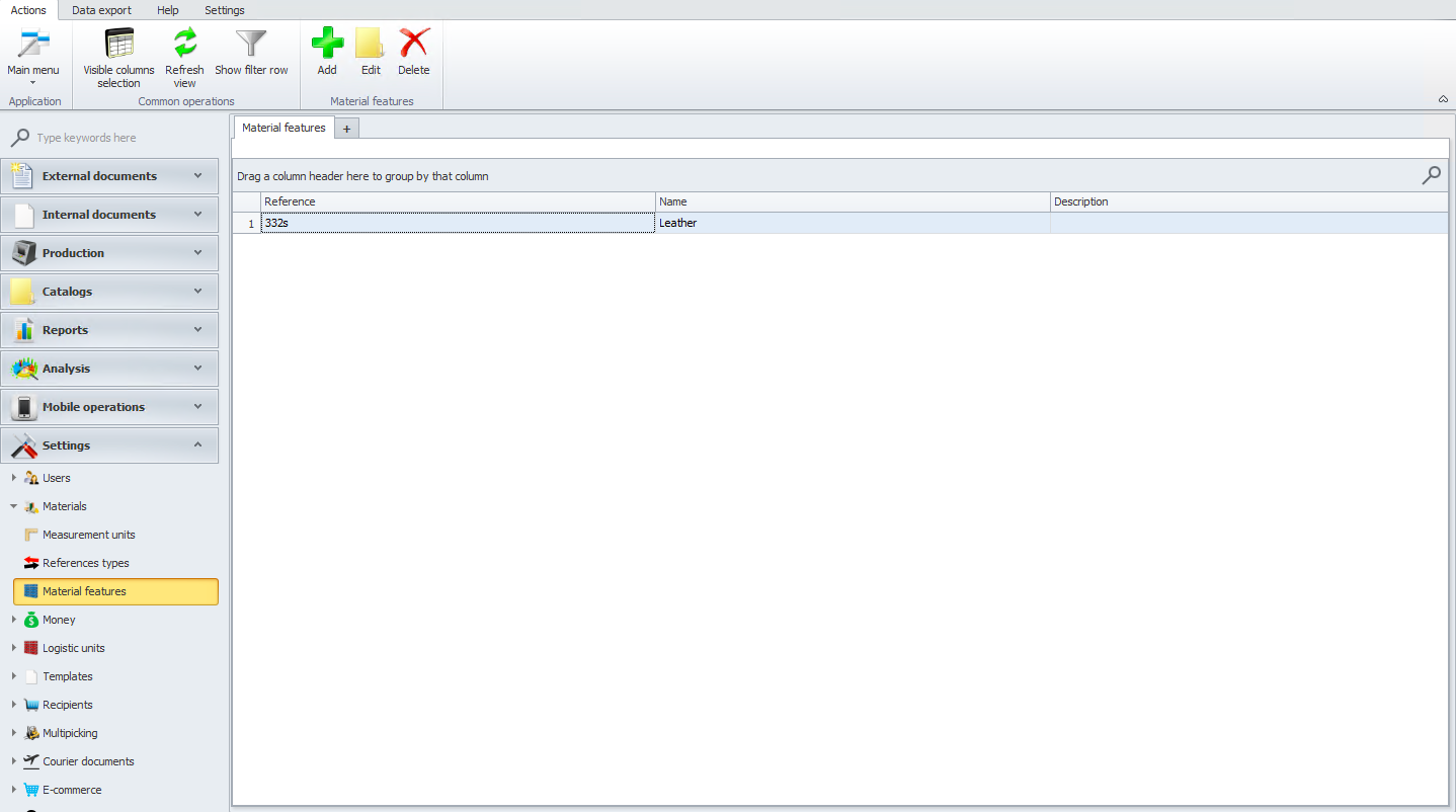 New material feature ready to use in Weaver WMS