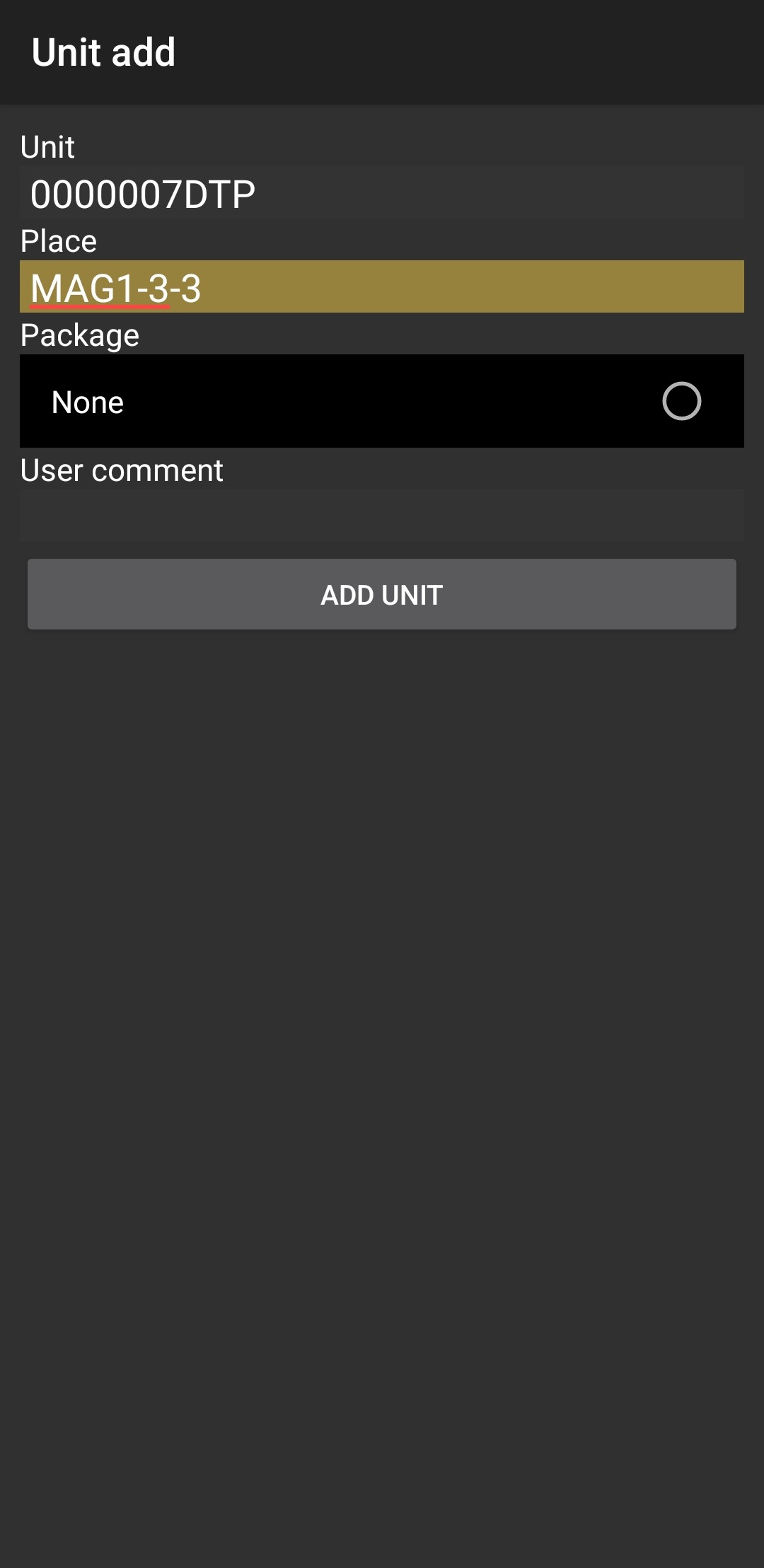 Add unit code and place for mix unit in WMS Weaver