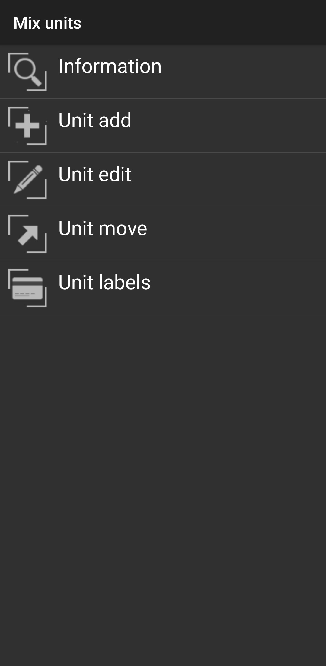 Return to the Mix units menu Return to the Mix units menu after saving the edited unit