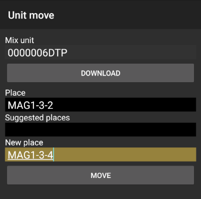 Insert new place code to move the unit