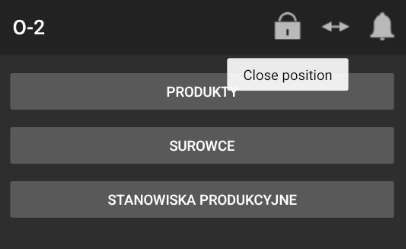 Option to close a position in the mobile system