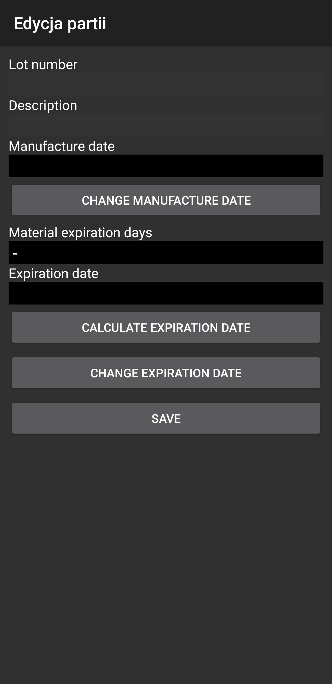 Option to edit details or save the logistic unit
