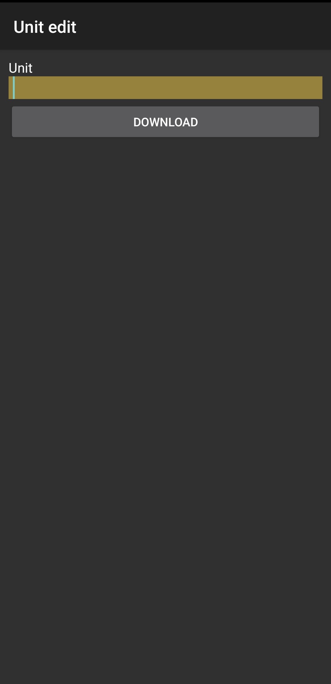 Form to insert logistic unit code for editing