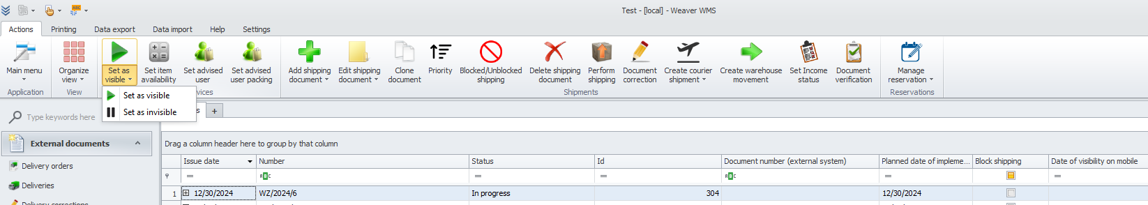 Setting documents as visible