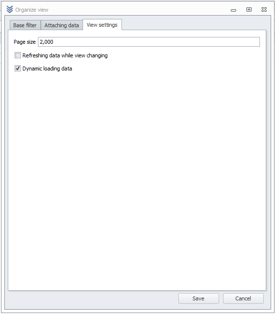 Advanced settings for customizing views in WMS Weaver View settings