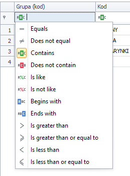 Detailed list of filtering options in WMS Weaver Filtering options