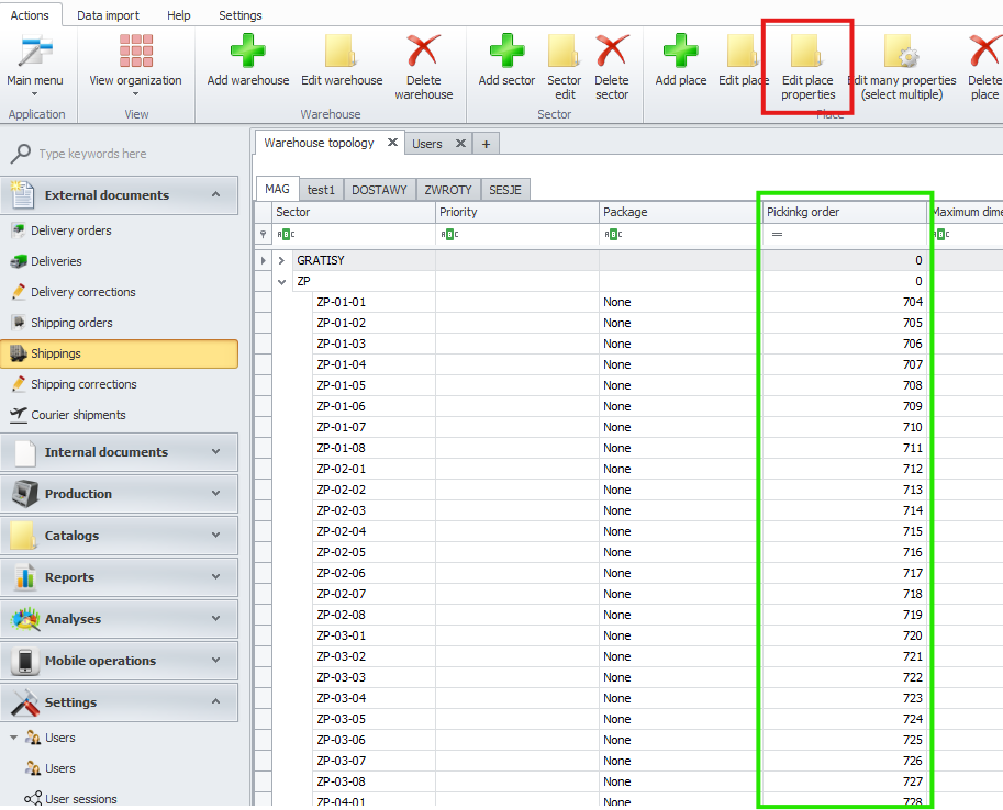 Example of location priority