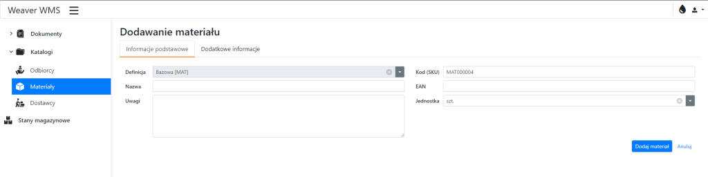 Add Material Button