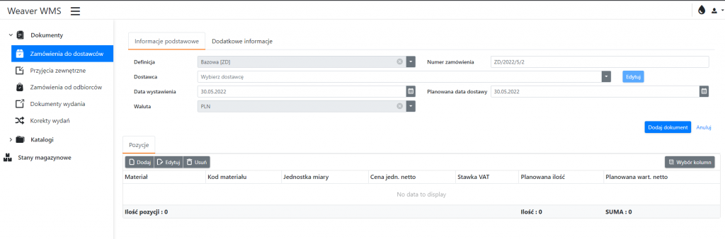 Add Purchase Order