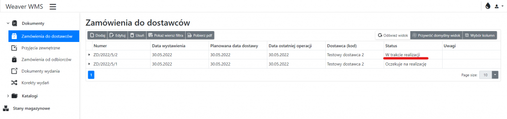 Document Status Update