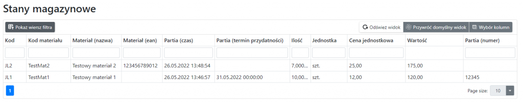 Show Filter Row Option
