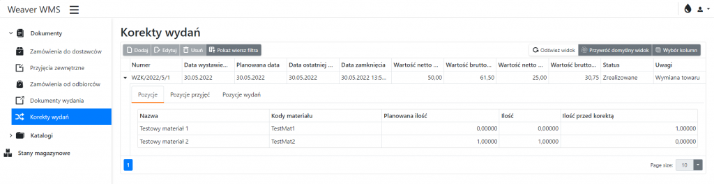 Issue Corrections View