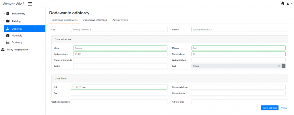Adding or Editing Recipients