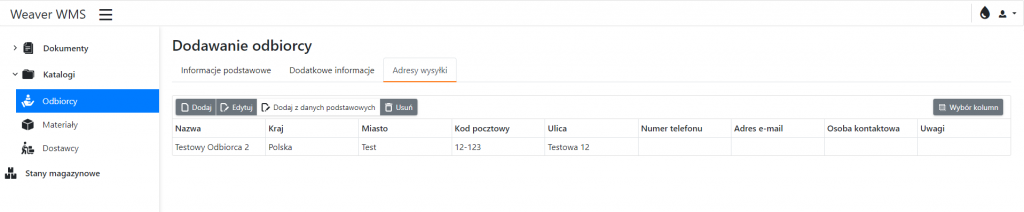 Shipping Addresses Tab