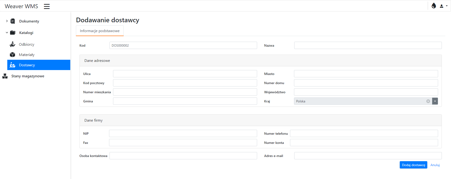 Adding or Editing Suppliers