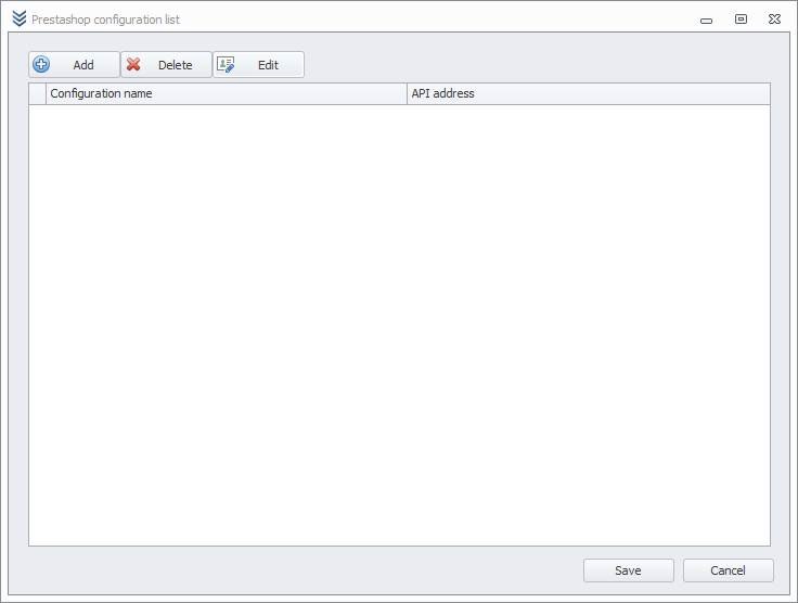 Prestashop configuration window