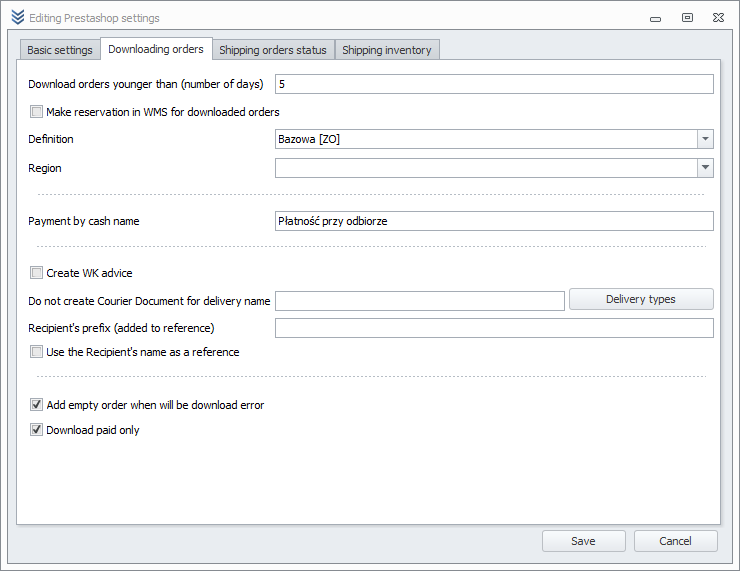 Order settings in Prestashop