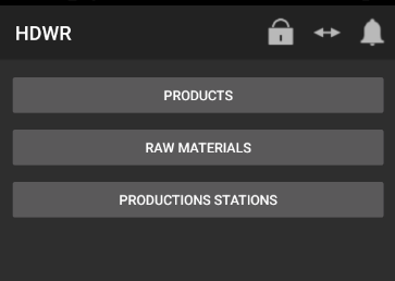 Selecting raw materials in the mobile app
