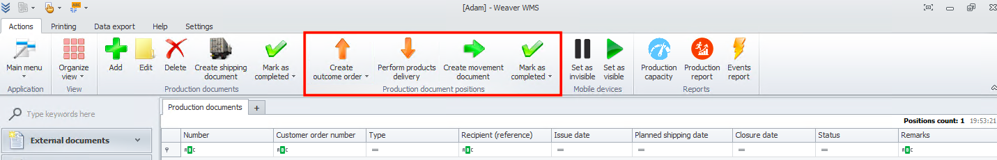 Additional options for production documents