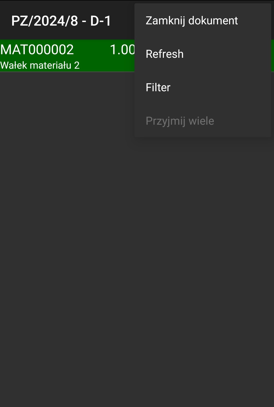 Options menu showing 'Close Document' option in Weaver WMS