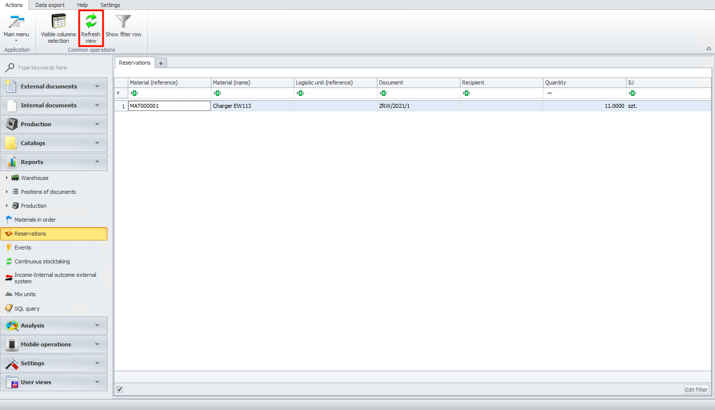 Refresh reservation view