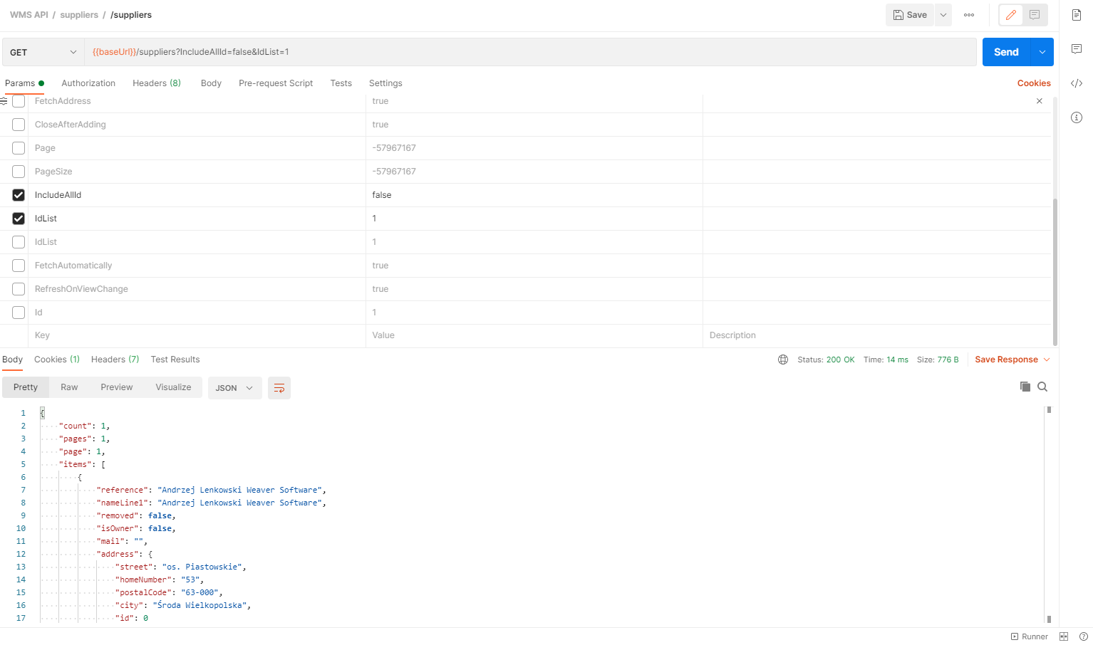 Retrieving Data for Delivery Notification in Postman