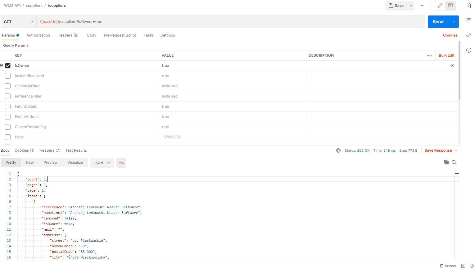 Retrieving Logistic Units for a Specific Owner