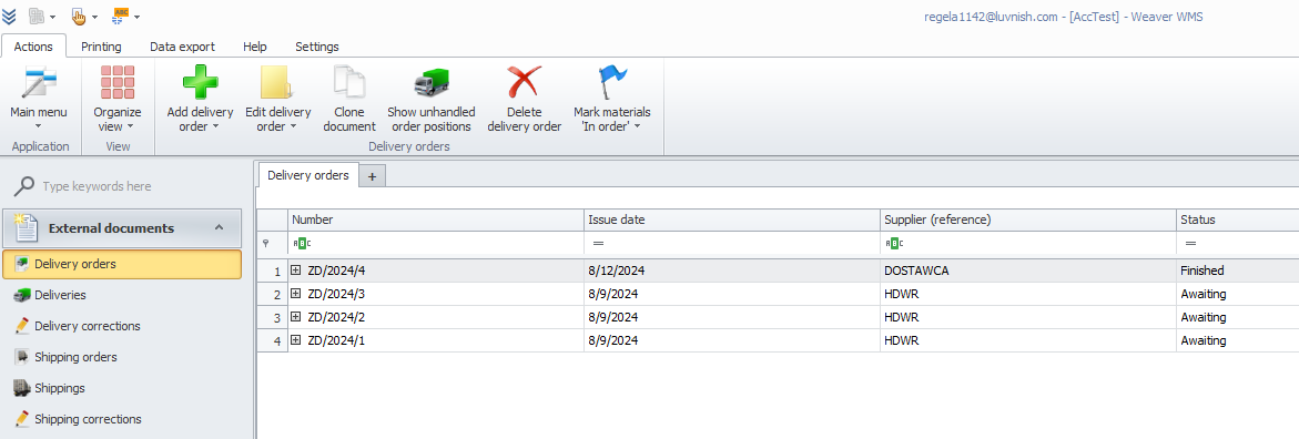 Add Delivery Order Button
