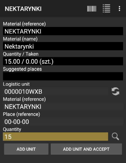 Enter Logistic Details