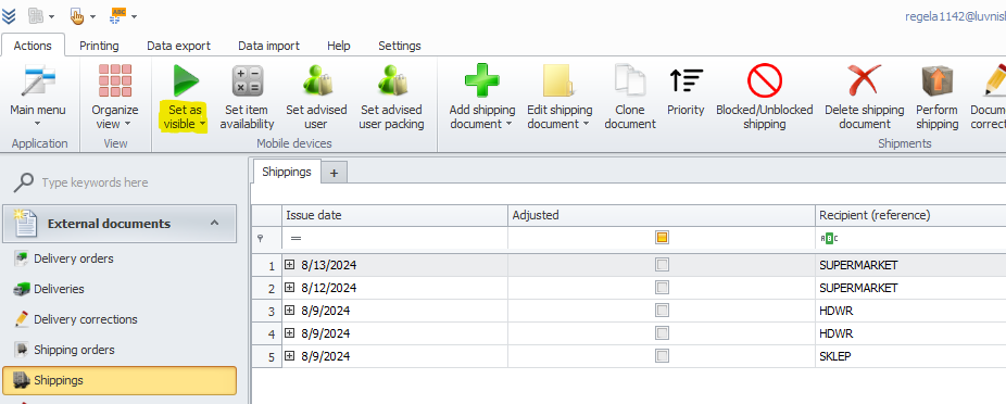 Button to set a document as visible in WMS Weaver Set as Visible Button