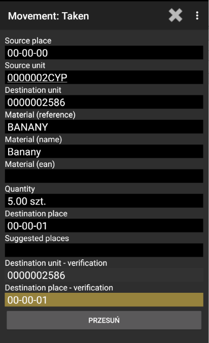 Place Material in Destination