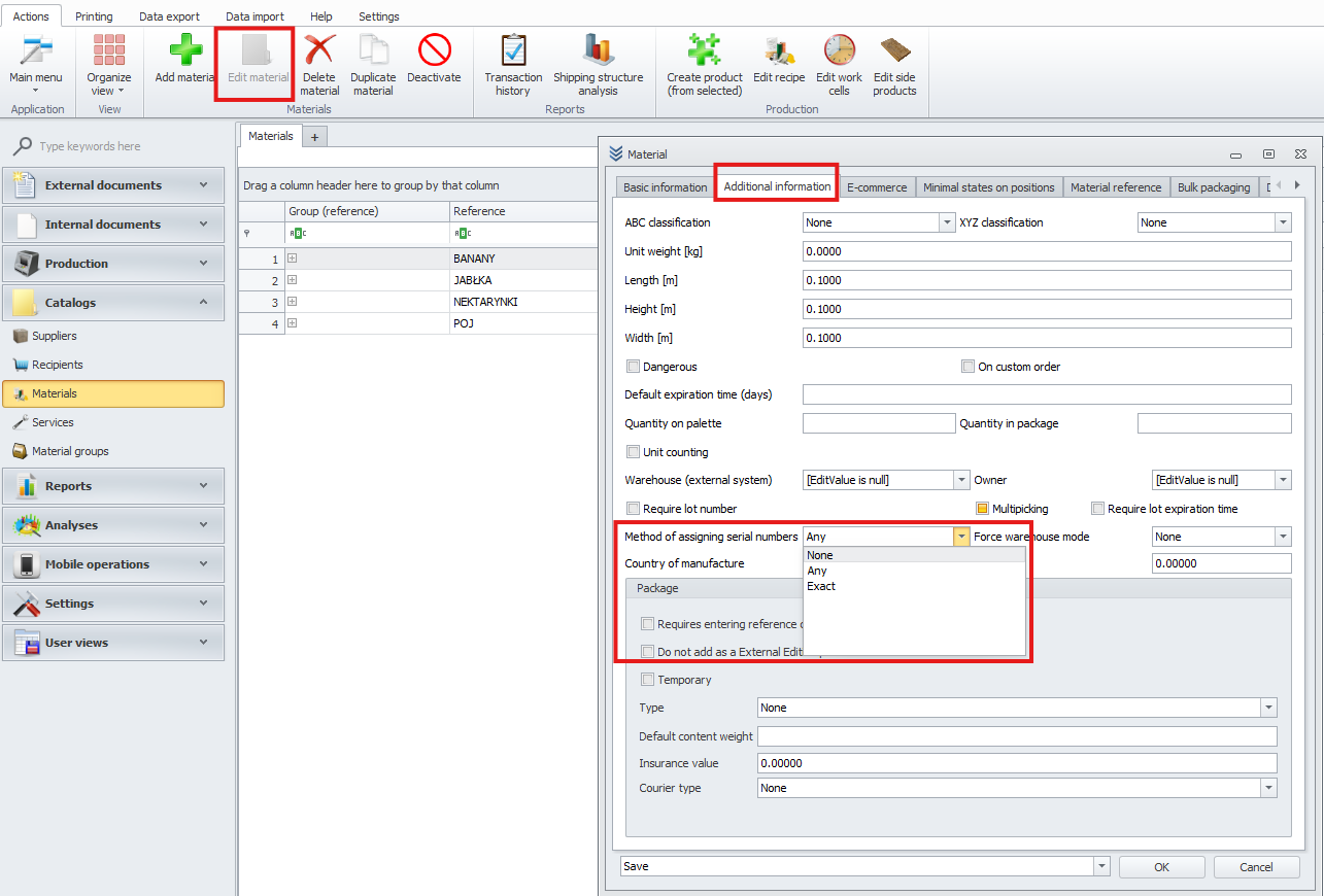View of serial number assignment
