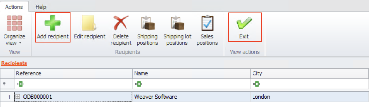 Adding a recipient in the wizard