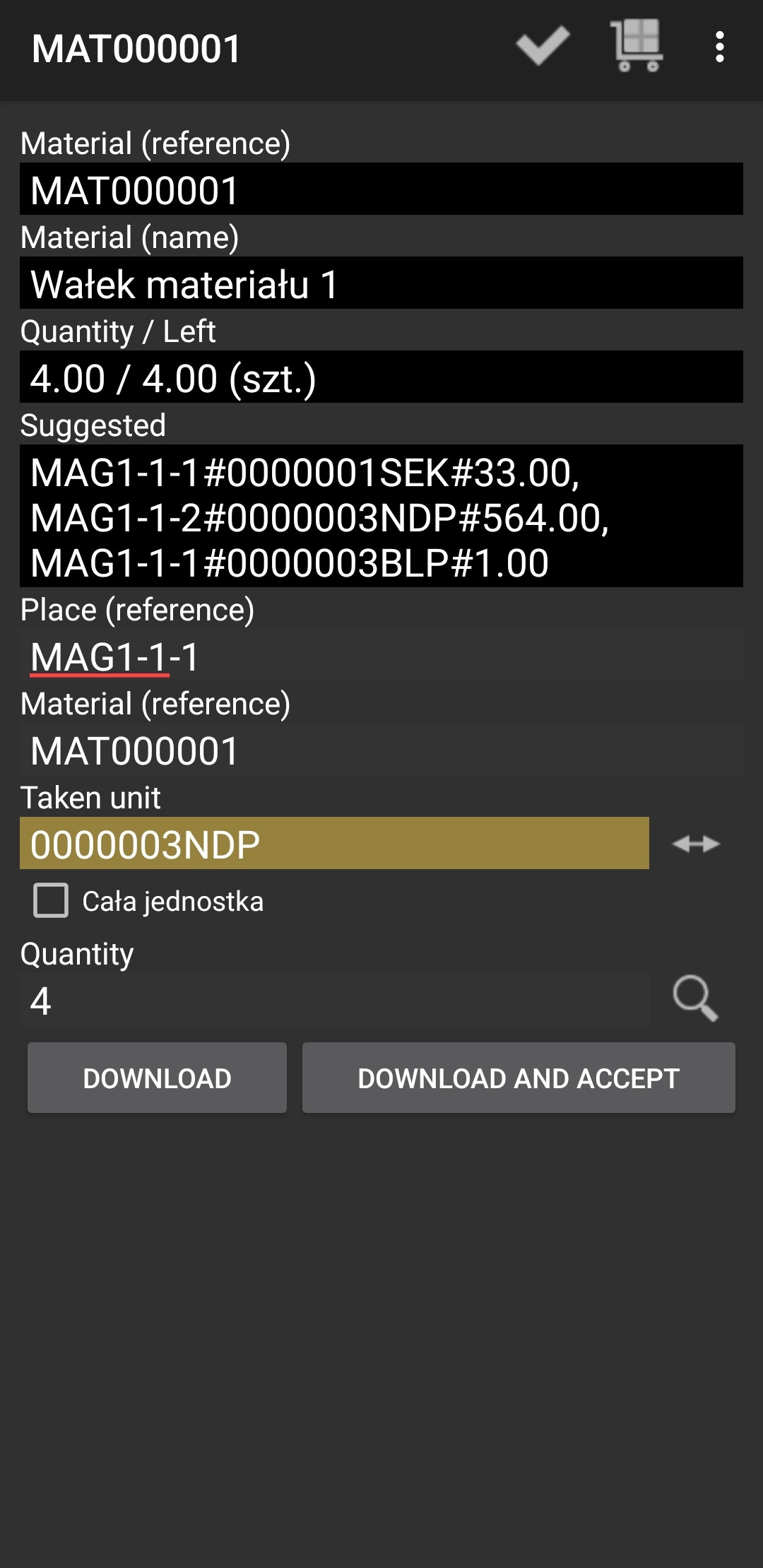 Form to input shipment details